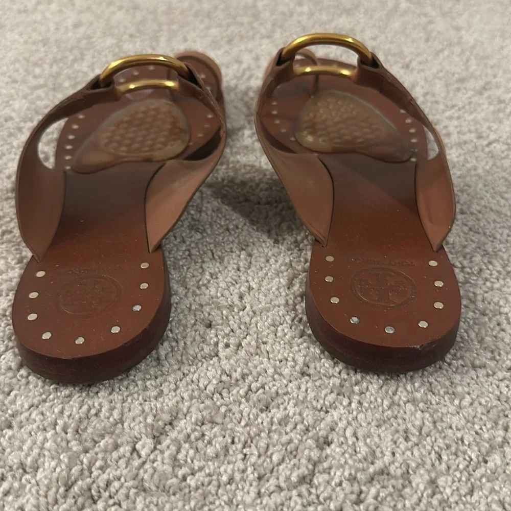 Tory Burch sandals slides leather brass - Picture 3 of 7